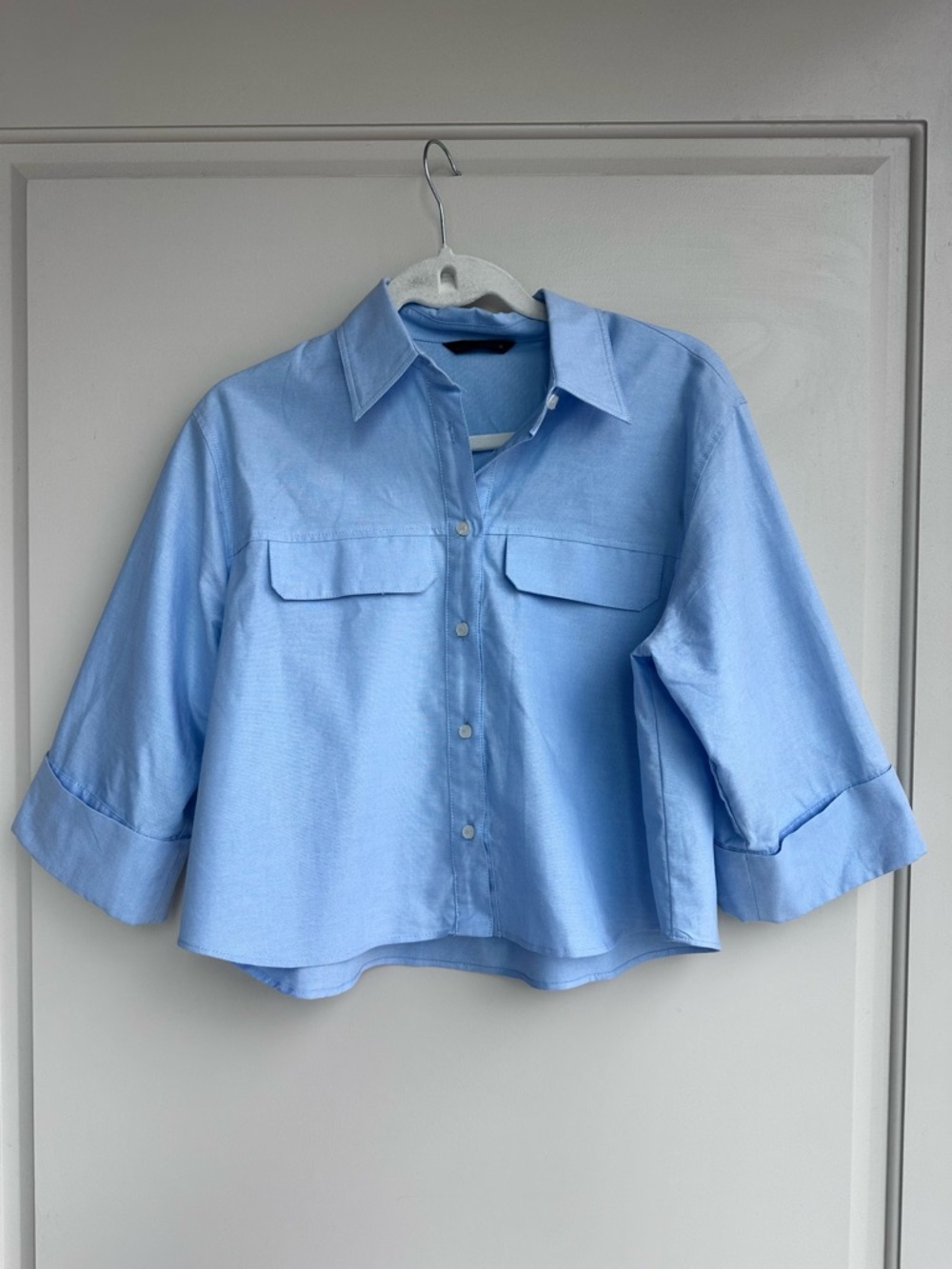 Zara Short Oxford Shirt XS Blue